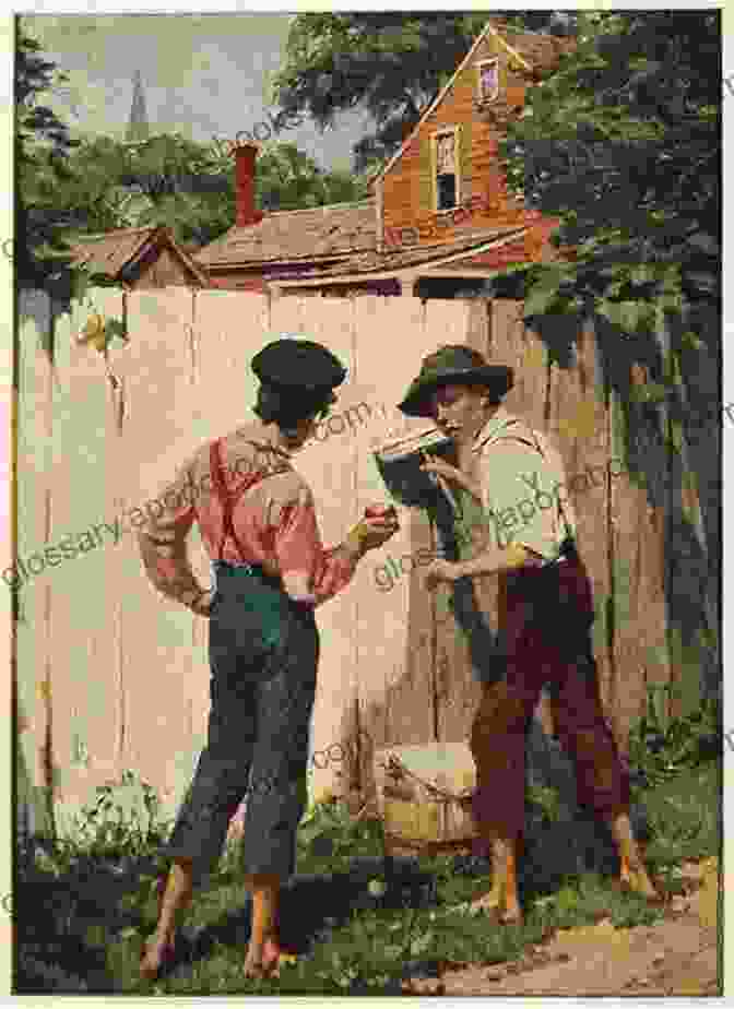 A Classic Illustration Of Tom Sawyer Whitewashing A Fence The Adventures Of Tom Sawyer: 1884 Illustrated Edition