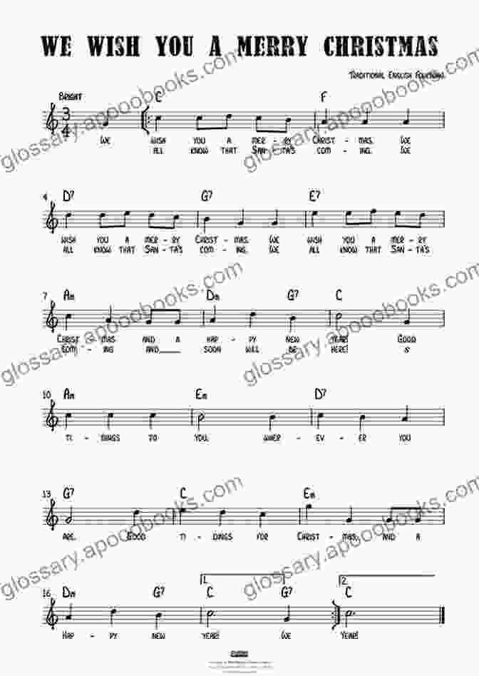 Image Of The Sheet Music For 'We Wish You A Merry Christmas' Christmas Carols For Trombone With Piano Accompaniment Sheet Music 1: 10 Easy Christmas Carols For Beginners