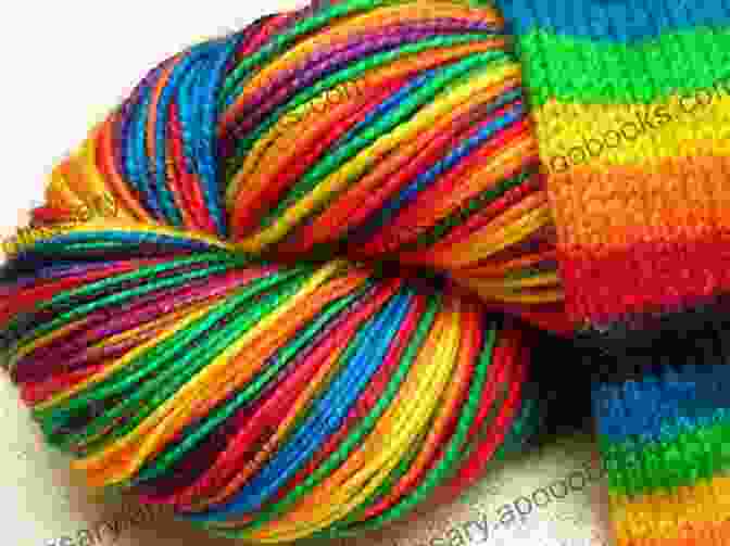 Rainbow Socks In Progress, Vibrant Rainbow Yarn Rainbow Sock: Knitting Pattern Olivia Clark